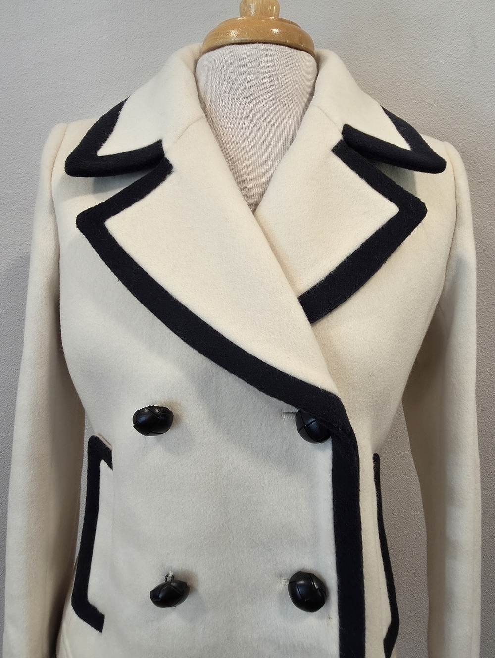 J Crew Tipped Cream Wool Nello Gori Peacoat - Picture 4 of 7